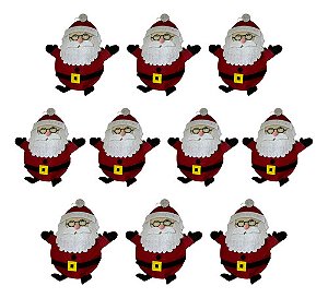 Kit 10 Enfeites Papai Noel Pendurar Árvore Natal Cromus 12cm