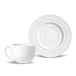 6 Xícaras Para Chá Com Pires Poppy Branco 200 Ml Scalla