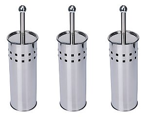 Kit 3 Escova Sanitária Vaso Com Cabo De Inox E Suporte Ecos