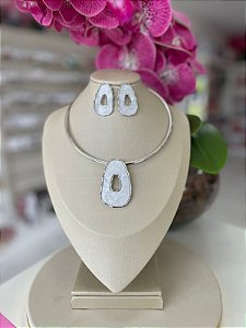 Conjunto Colar Aro Bijuteria prata