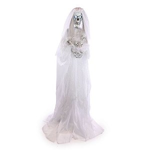 Caveira Esqueleto Noiva Velma Irina Com Som e Luz 1,90 Metros - 1 Un
