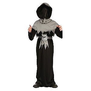 Fantasia Halloween Infantil - Ceifador Preto M 6 a 9 Anos - 1 Un