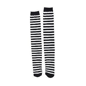 Meias de Bruxa Listrada Branco e Preto - 1 Par