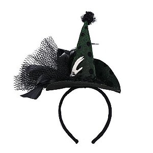 Tiara Chapéu de Bruxa Poá Verde - 1 Un