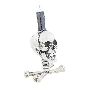 Castiçal Eletrônico Caveira Halloween 28cm - 1 Un