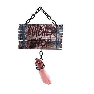 Placa Para Porta com Pé Pendurado Halloween - 1 Un