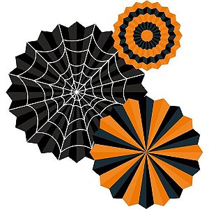 Kit Decorativo Halloween Leque de Papel - 3 Un