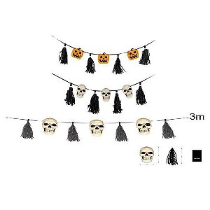 Enfeite Halloween Para Decoração Pompons 3,00 Metros 1 Un