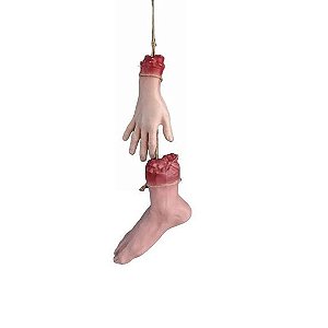 Enfeite Halloween Mão e Pé Pendurados - Kit com 2 Un