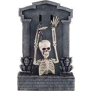 Enfeite Halloween Lápide Com Som, Luz e Movimento 35cm - 1 Un