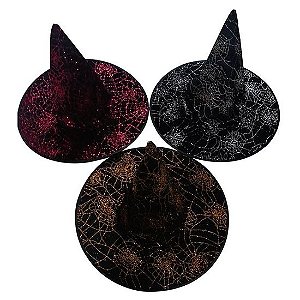 Chapéu de Bruxa com Teias Brilhante Halloween Sortido - 1 Un