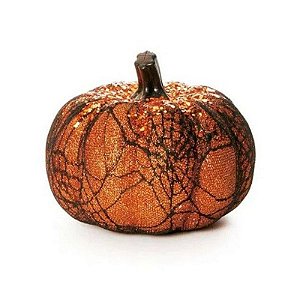Abóbora Decorativa Laranja com Teia - 1 Un