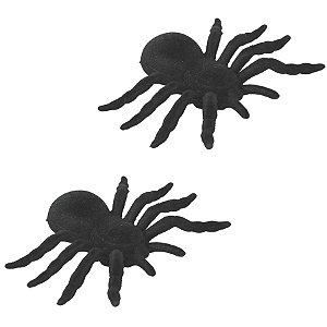 Aranha Decorativa Preta de Camurça P 7x10cm - 2 Un