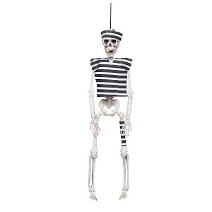 Boneco Prisioneiro Esqueleto Preto e Branco 5,5x9x40cm - 1 Un