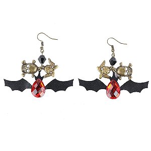 Brinco Caveira Morcego Halloween - 1 Un