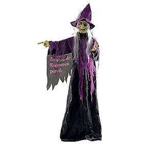 Bruxa Évora Halloween Com Som, Luz e Movimento 1,75 Metros - 1 Un