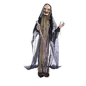 Bruxa Verana Halloween Com Som, Luz e Movimento 1,40 Metros - 1 Un