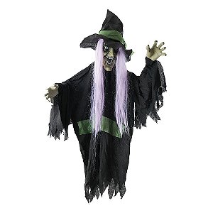 Bruxa Zidônia Halloween Com Som, Luz e Movimento 1,00 Metro - 1 Un