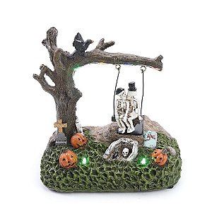 Casal Esqueletos no Balanço Com Luz Decoração de Halloween - 1 Un