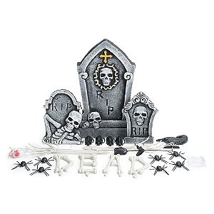 Kit Cemitério Noites do Terror - Decoração de Halloween - 24 Peças