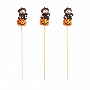 Pick Decorativo Abóbora Laranja 20cm - 12 Un