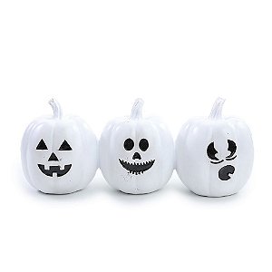 Trio de Abóboras Branco para Decoração de Halloween - 1 Un