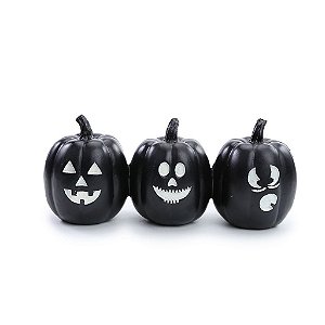 Trio de Abóboras Preto para Decoração de Halloween - 1 Un