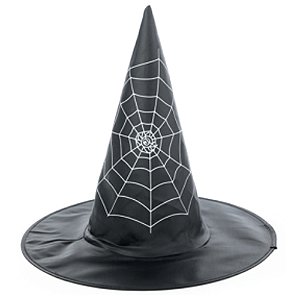 Chapéu Bruxa Preto com Teia de Aranha Halloween - 1 Un