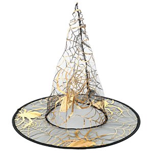 Chapéu Bruxa Thelma Teia Transparente com Ouro Halloween - 1 Un