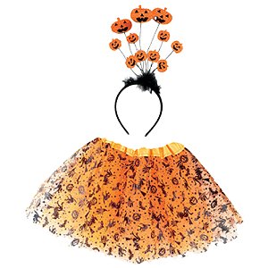 Kit Tutu Fantasia Halloween Infantil - Abóboras - 2 Peças