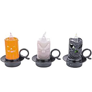 Mini Castiçal Dia das Bruxas Sortido Com Luz 7,5cm - 1 Un