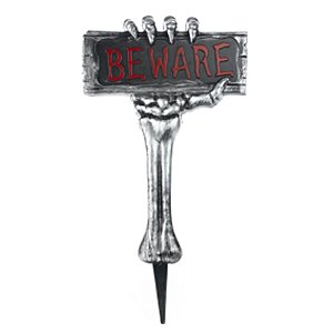Placa de Jardim Beware Decoração Halloween 53cm - 1 Un