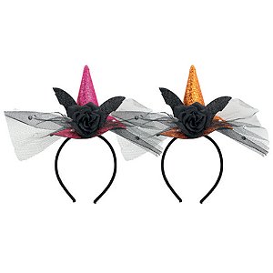 Tiara Chapéu de Bruxa Véu com Strass Composê - 1 Un