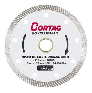 Disco Diamantado Cortag Porcelanato 110mm X 20mm Turbo