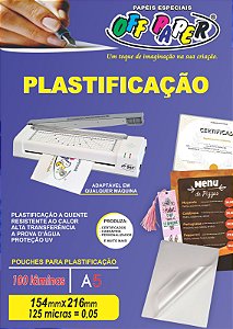 Plástico Para Plastificação (Polaseal) A5 154mmX216mm 125 Micras 100 fls Off Paper