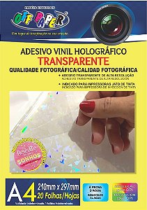 Adesivo Vinil Holográfico Transparente A4 20 FLS - OFFPAPER