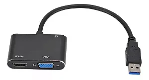 adaptador USB hdmi e vga dois monitores em seu computador FY-730