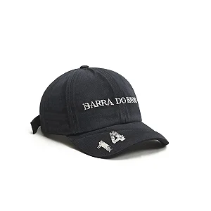 Boné Barra Crew Six Panel Souvenir Estonado Preto