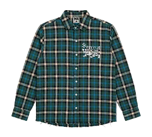 Camisa Xadrez Survival Logo Verde