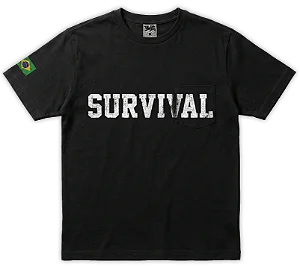 Camiseta Survival Guerra Pocket Preto