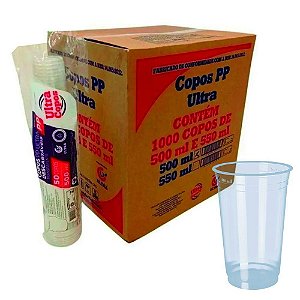 Caixa De Copo Descartavel 500Ml Ultra Liso Tr Pp 20X50Un
