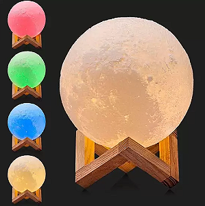 Luminária Lua Cheia 3D - 15cm