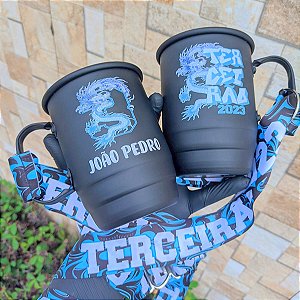 Caneca Terceirão com nome e Tirante personalizado - Caneca preto fosco 500ml