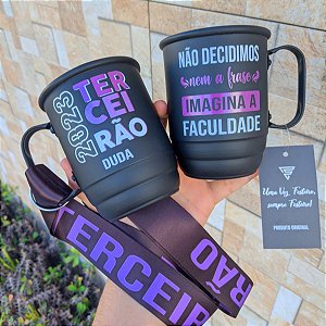 Caneca Terceirão com nome e Tirante personalizado - Caneca preto fosco 500ml - Terceirão 2023/2024/2025