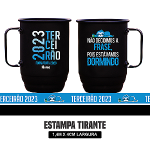 Caneca Terceirão para formatura - Caneca Preto fosco personalizada com tirante, caneca com tirante
