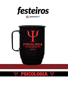 Caneca Psicologia de Alumínio 500ml com Tirante – Hoje é dia de deixar o Superego em casa e levar o Id para passear 🎓💚