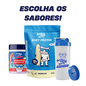 Combo Whey Concentrado Refil 900g + Creatina (ESCOLHA OS SABORES) + Coqueteleira