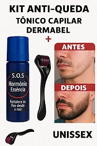 Kit Crescimento Capilar Dermaroller+Dermabel Tônico Hormônio Acelera Preenche e Fortalece Barba