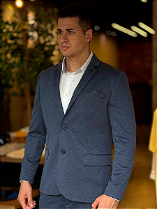 Blazer Malha Lisa Slim Soul  Azul