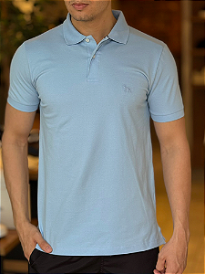 Camisa Polo Acostamento Elastano Básica  Azul Maresia